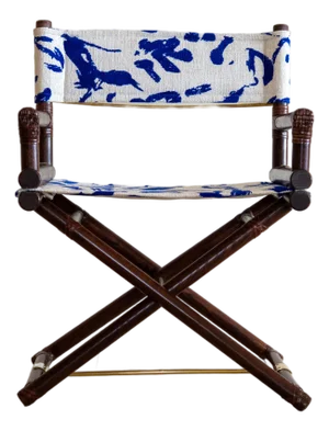 1970s McGuire Director’s X-Chair in Textured Off-White and Colbalt