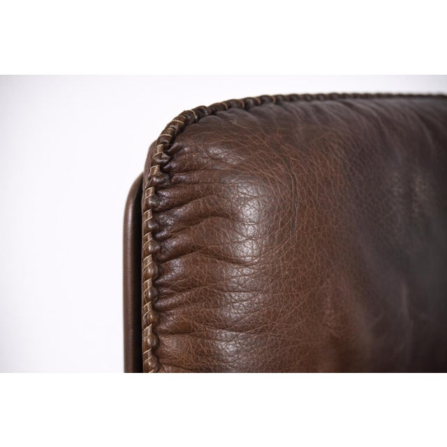 Set of Mid-Century Danish Modern Brown Leather Adjustable Easy Chair and Ottoman from Berg Furniture, 1970s For Sale - Image 16 of 18