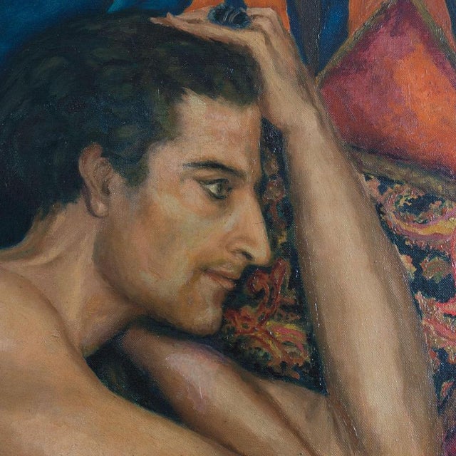 Alicia Berenguer, Portrait of a Seated Man, 1939, Oil Painting on Canvas, Framed For Sale - Image 5 of 11