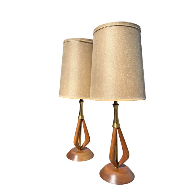 1970s Vintage Mid Century Modern Designer Laurel Lamp Company Pair of Table Lamps Lighting For Sale - Image 5 of 8