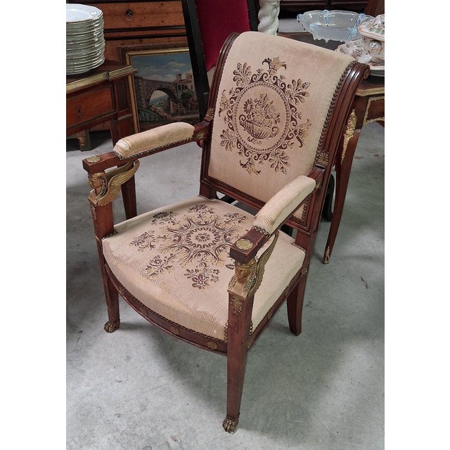 Empire Mahogany Armchair with Egyptian Heads, Early 19th Century For Sale - Image 5 of 8