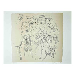 Pino Reggiani, Behind the Boss, Original Lithograph, 1970s For Sale