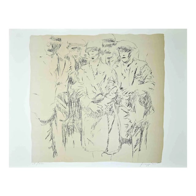 Pino Reggiani, Behind the Boss, Original Lithograph, 1970s For Sale