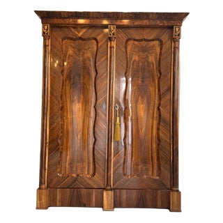 Antique Empire Columned Hall Cabinet For Sale
