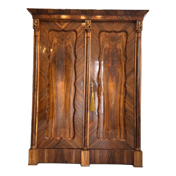 Antique Empire Columned Hall Cabinet For Sale