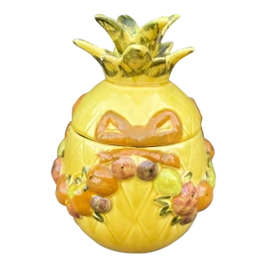 Vintage Ceramic Pineapple Cookie Jar Made by Los Angeles Potteries