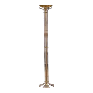 Italian Gilded Brass and Lucite Acrylic Torchiere Uplight Floor Lamp Circa 1970s