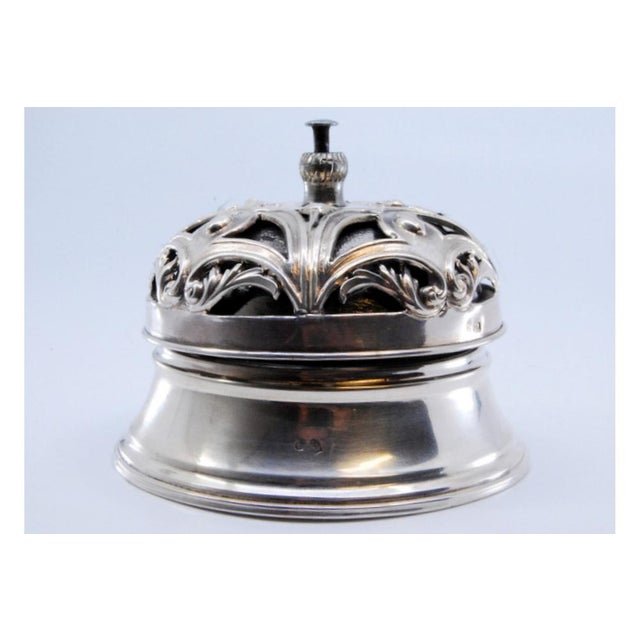 Silver Cut and Embossed Silver Bell with Floral Motifs and Mechanism For Sale - Image 8 of 8