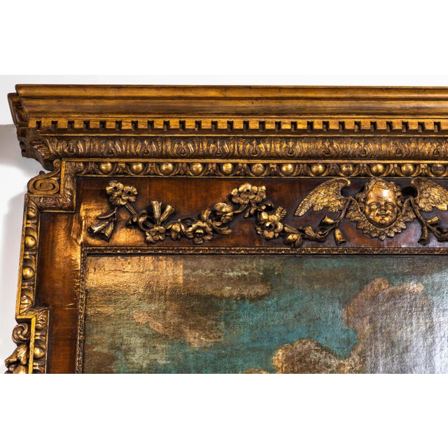 18th Century, English Trumeau Mirror with Oil Painting For Sale - Image 4 of 10