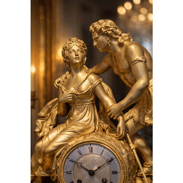 Metal 1830 French Louis Philippe Gold Ormolu Bronze Clock For Sale - Image 7 of 17