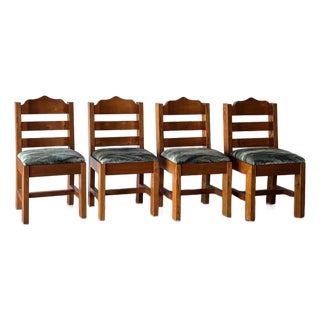 Set of 4 1960s Brutalist Oak Dining Chairs For Sale
