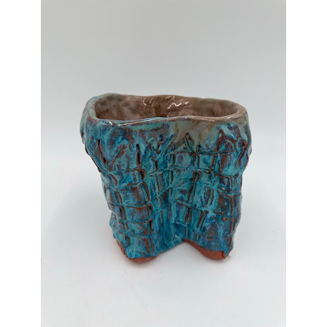 Ceramic Vintage MCM Brutalist Studio Pottery Vase For Sale - Image 7 of 7