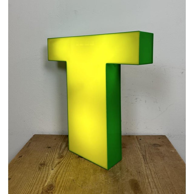 Vintage Illuminated Letter T in Yellow, 1970s For Sale - Image 13 of 14