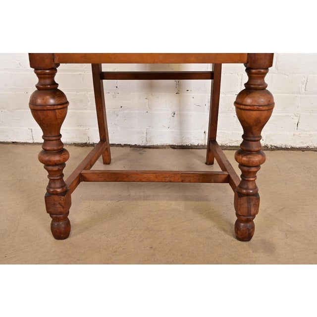 Brown Berkey & Gay Style Antique English Jacobean Carved Walnut Side Chairs or Dining Chairs, Pair For Sale - Image 8 of 11