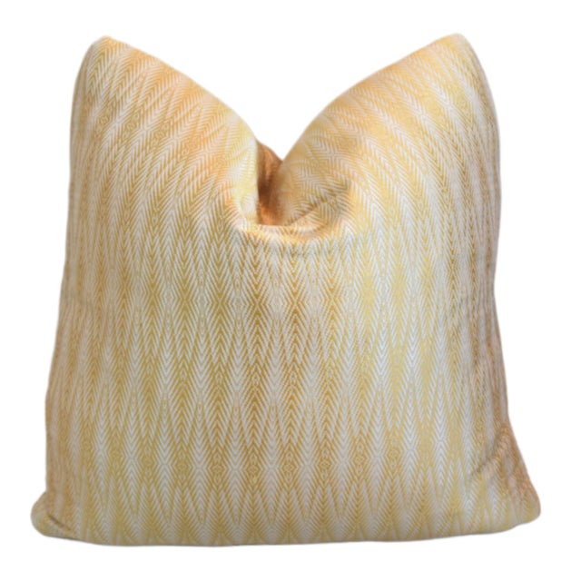 2020s Designer Abstract Yellow & Cream Silk Feather/Down Pillow For Sale - Image 5 of 5