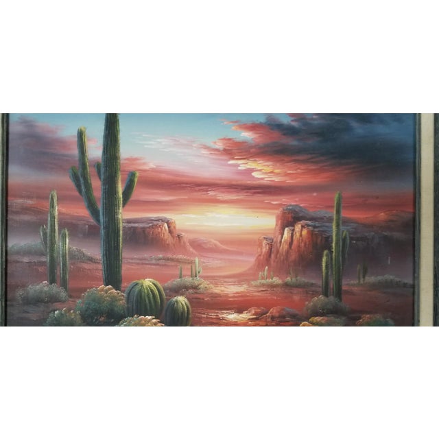 B Duggar Vintage Desert With Cactus Landscape Painting For Sale In Miami - Image 6 of 11