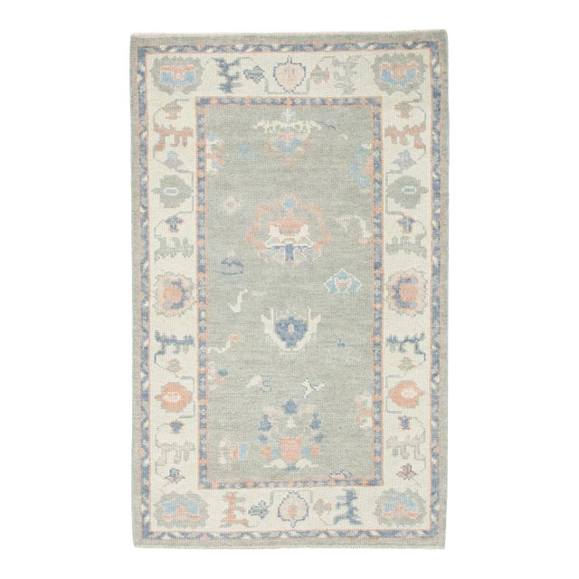 Modern Turkish Oushak Rug 2'11" x 4'9" For Sale