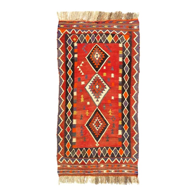 Pasargad DC Red Vintage Reversible Kilim Flat Weave For Sale