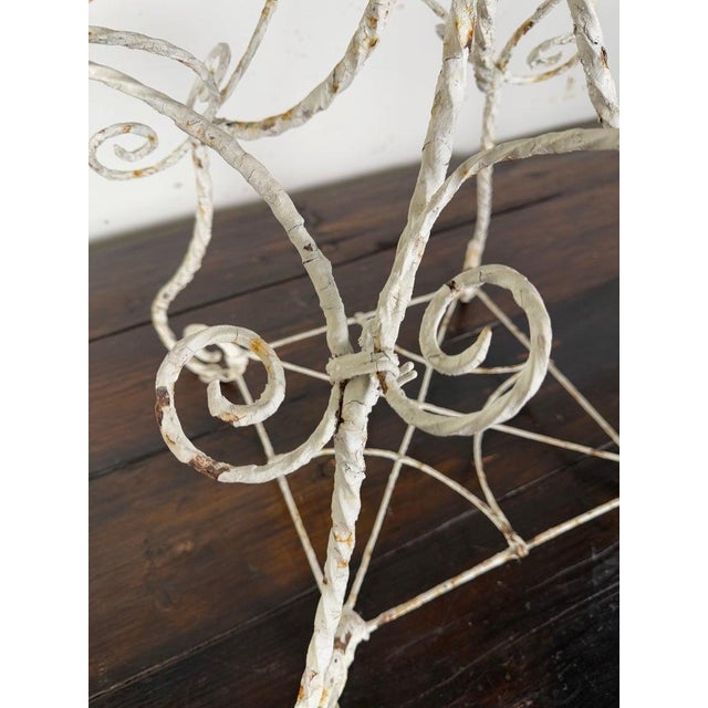 Vintage Wrought Iron Plant Stand, Distressed White, Rustic 1930s For Sale - Image 11 of 14
