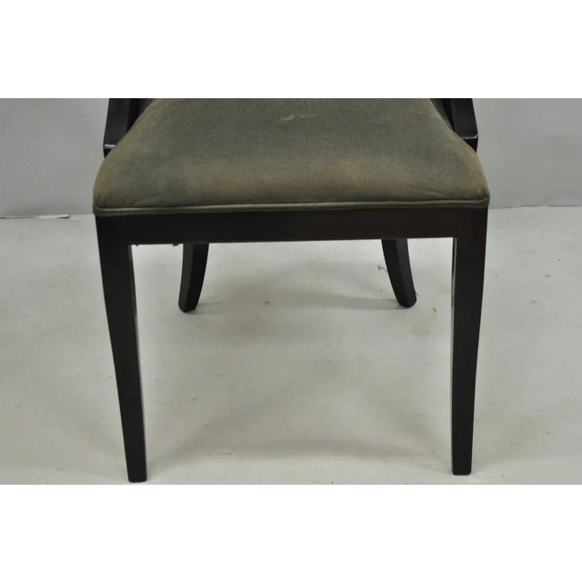 Late 20th Century Pietro Constantini Italian Regency Black Lacquer Klismos Dining Chairs Set of 4 For Sale - Image 5 of 12