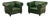 Chesterfield Style Pair of Green Leather Club Chairs For Sale