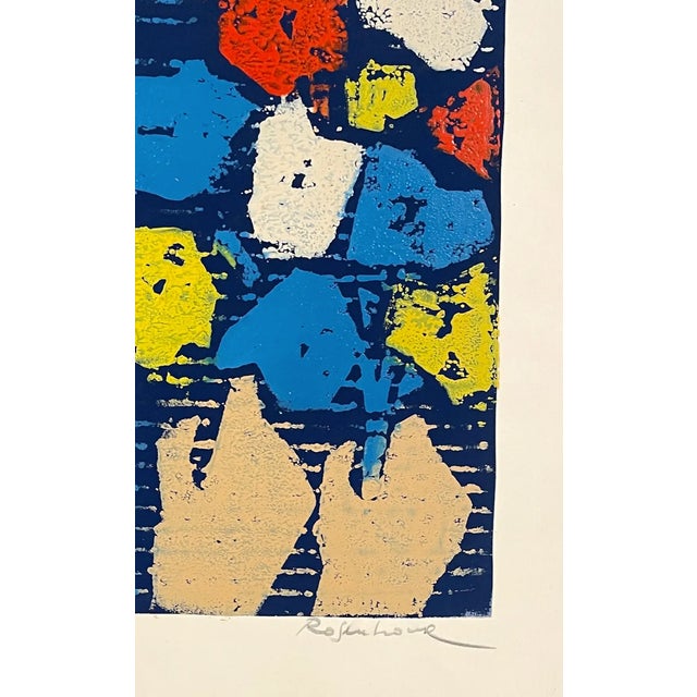 Mid-Century Modern 1960s Irwin Rosenhouse Mid Century Woodblock For Sale - Image 3 of 4