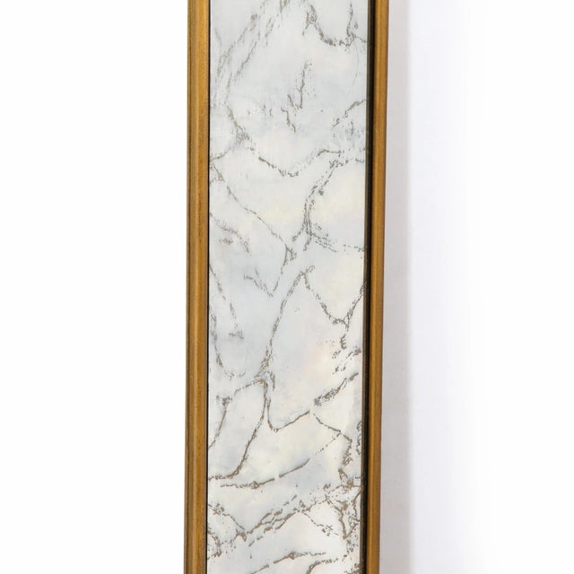 Metal Mid-Century Modern Shadowbox Mirror With Gilt Detailing & Gold Marbled Borders For Sale - Image 7 of 10