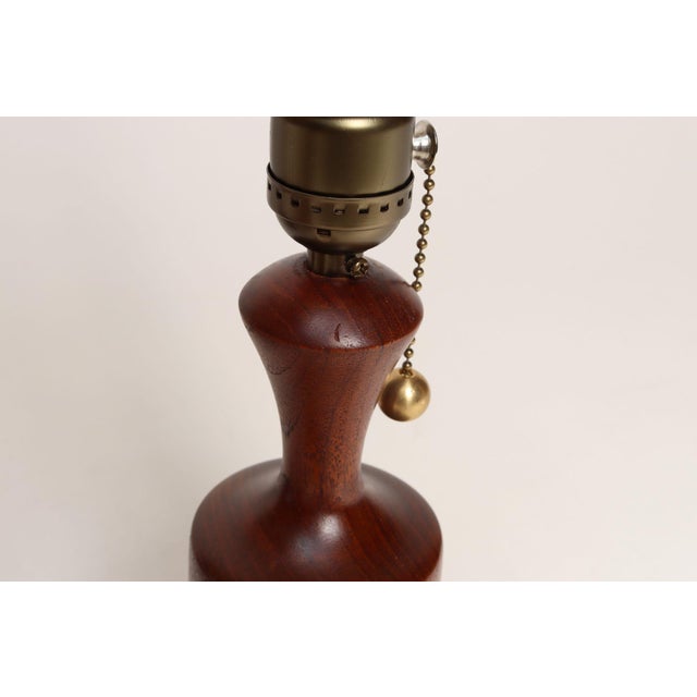 1960s Danish Modern Diminutive Sculptural Teak and Brass Table Lamps - a Pair For Sale - Image 11 of 17
