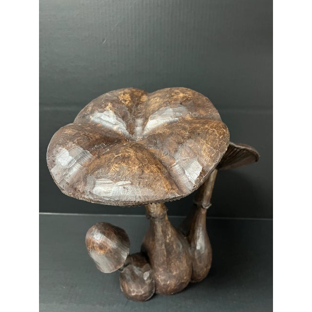 Folk Art Vintage Carved Solid Wood Mushroom Sculpture For Sale - Image 3 of 10