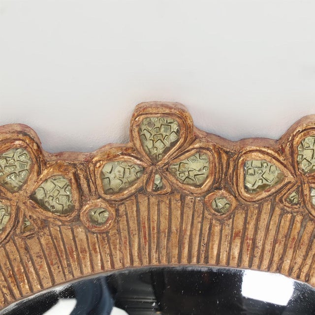 Mid-Century Modern A Lime Glass and Resin Convex Mirror in the Manner of Line Vautrin's "Trèfle" Design. For Sale - Image 3 of 4