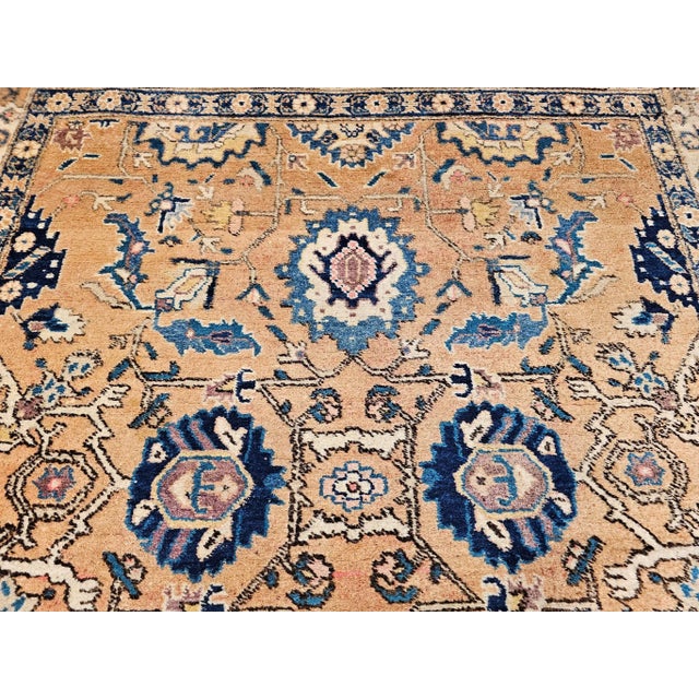 Textile Early 20th Century Persian Malayer Gallery Rug, Handwoven All-Over Geometric Pattern, Tan & Blue, 5’ X 10’ For Sale - Image 7 of 12