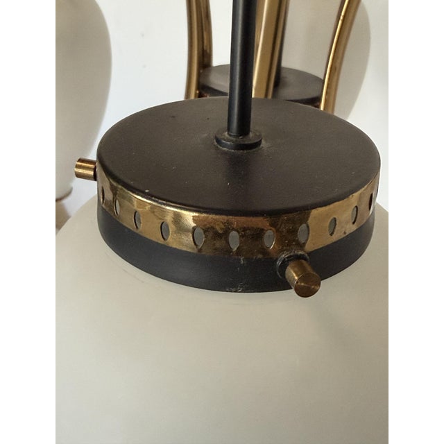 Six-Light Chandelier with White Opaline Diffusers by Bruno Gatta for Stilnovo, 1950 For Sale - Image 6 of 12