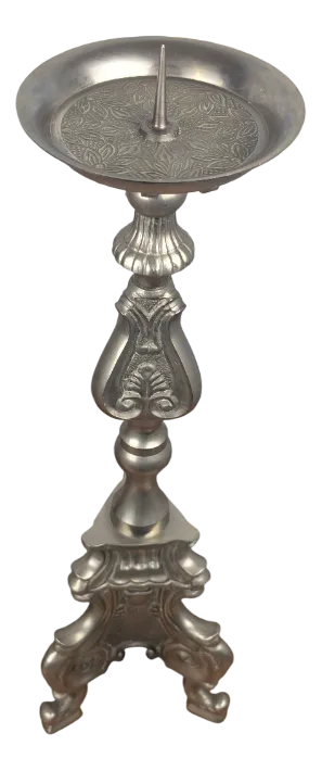 Pewter Candlesticks with Rococo Decoration, Set of 2