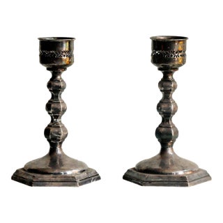 Mid Century Gorham English Style Candlestick Holders - A Pair For Sale