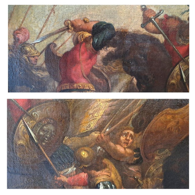 Italian Artist. Pair of Battles, 1800s, Oil on Canvas For Sale - Image 8 of 11