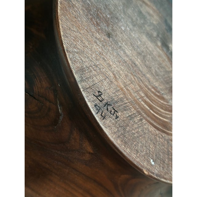 Wood Vintage Turned Walnut Vase Form Signed For Sale - Image 7 of 7