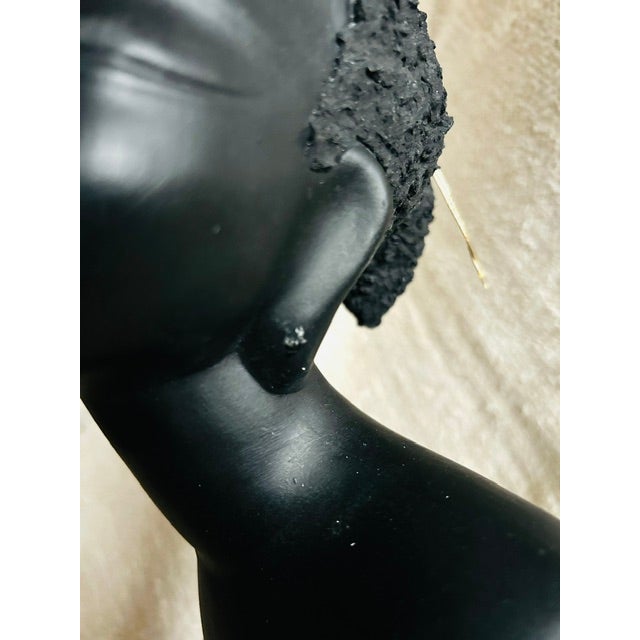 Vintage Seated African Woman Ceramic Sculpture For Sale - Image 4 of 18