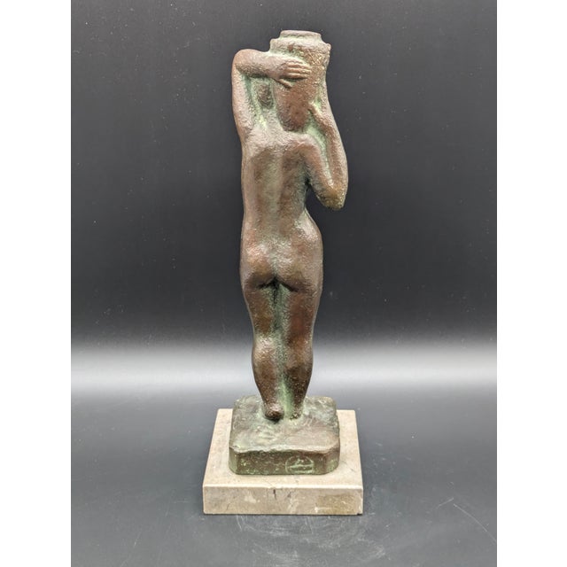 Vintage Bronze Statue: Neoclassical Woman Carrying Vessel For Sale In Portland, OR - Image 6 of 8