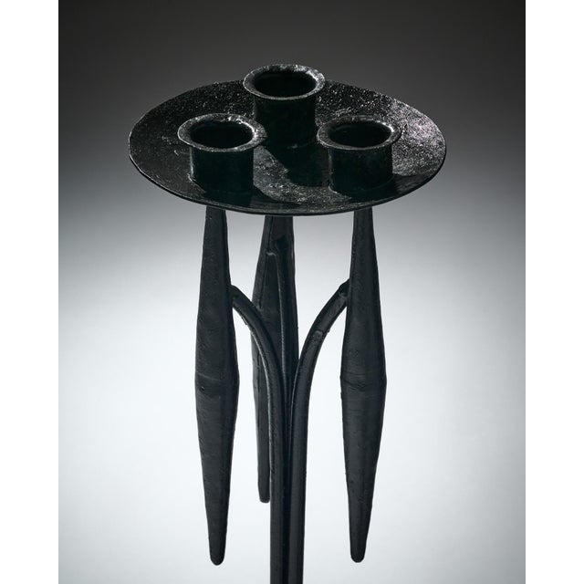 Black Diego Giacometti Style Iron Candlestick For Sale - Image 8 of 9