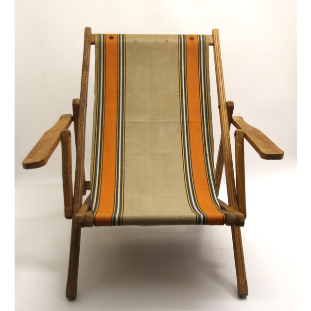 1930s Vintage French Childrens Garden Lounger with Ottoman, 1930s For Sale - Image 5 of 11