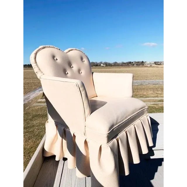 1950s Heart-Shaped Sweetheart Boudoir Chair, Attributed to LoveShackFancy For Sale - Image 4 of 14