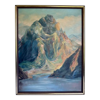 Original 1939 Signed Robert Corneil Mountain Landscape Oil Painting For Sale