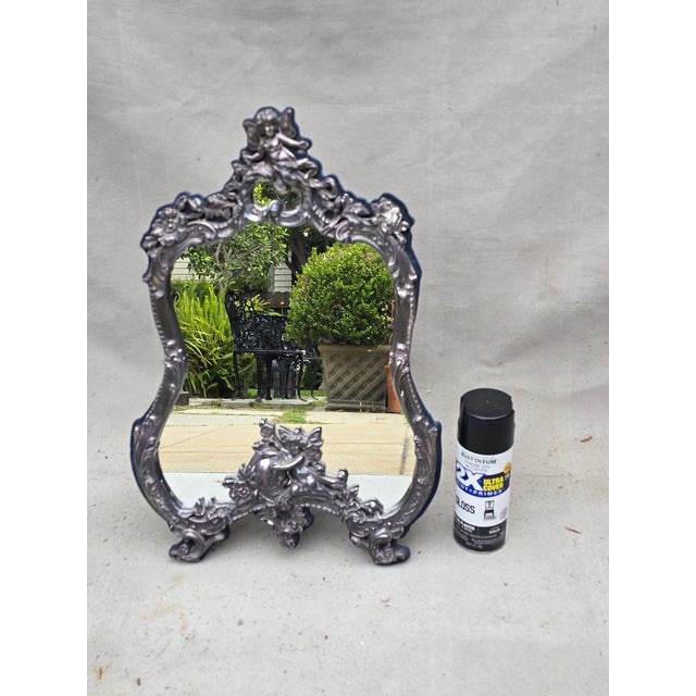 Metal Sterling Silver Vanity Mirror For Sale - Image 7 of 9