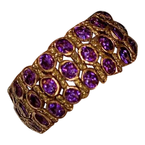 Bochic "Capri" Vintage Purple Amethyst & Green Amethyst Cuff Set In 18K & Silver