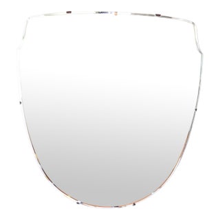 Large Art Deco Frameless Bevelled Arched Shield Mirror For Sale