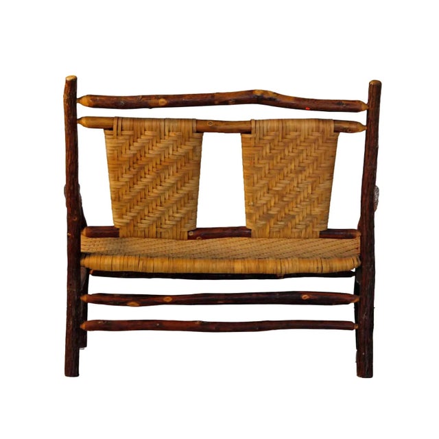 Vintage Artisan Made Hickory Bench For Sale In Providence - Image 6 of 7