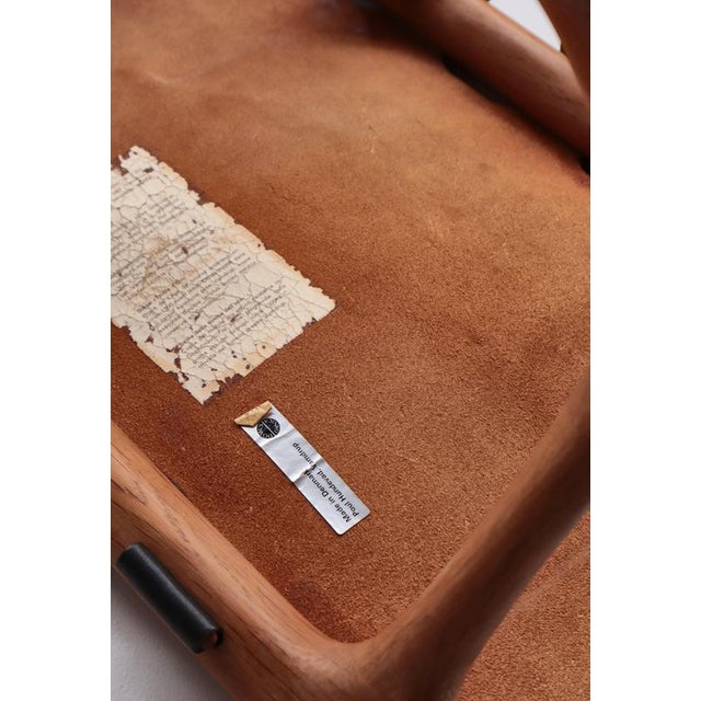 Danish Modern Gold Hill Stool in Oak and Black Leather attributed to Poul Hundevad, 1960 For Sale - Image 15 of 17