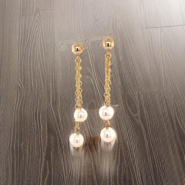 Fine Quality Japanese Akoya Pearl Earrings 14 KT Gold 6.37 mm Certified $890 013384 This is a One of a Kind Unique Custom...