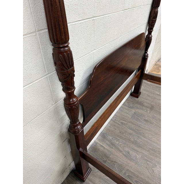 Vintage Queen Size Carved Four Poster Rice Bed For Sale - Image 10 of 14