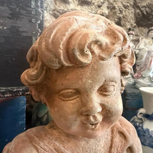 1930s Mixed Stone Sicilian Sculpture of a Putto on a Marble Base For Sale - Image 15 of 15